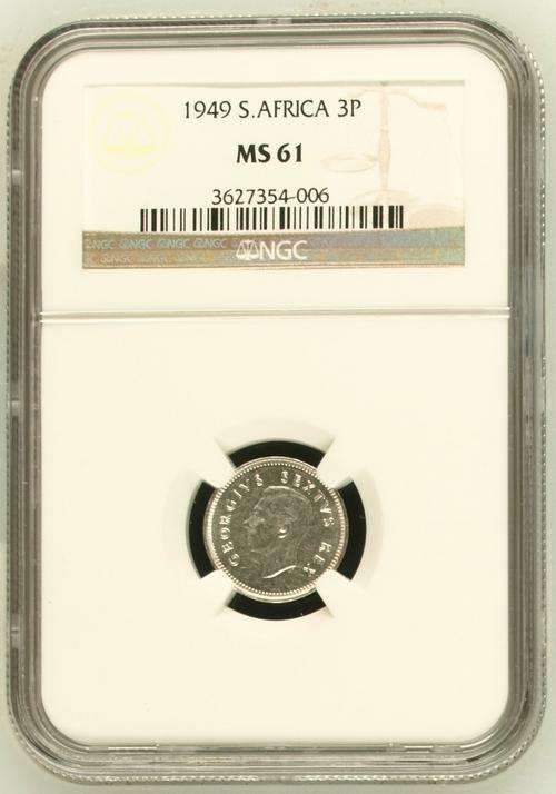 " Not Many Better Than This One " 1949 Three Pence - NGC Graded MS61 - R1 Start.